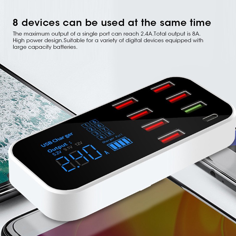 8 Ports Multiple USB Fast Chargers Charging Station Hubs Digital