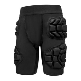 STONEKISS Youth Kids Compression Padded Girdle Shorts, Crash Pads on Hip, Thigh & Tailbone Protector for Lacrosse, Hockey, Softball XL
