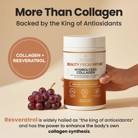 VITASEI Hydrolyzed Collagen Peptides Powder with Resveratrol & Vitamin C – Hair, Skin & Joint Support with Hyaluronic Acid – Colágeno Hidrolizado for Women & Men – Unflavored, 16 oz (30 Servings)