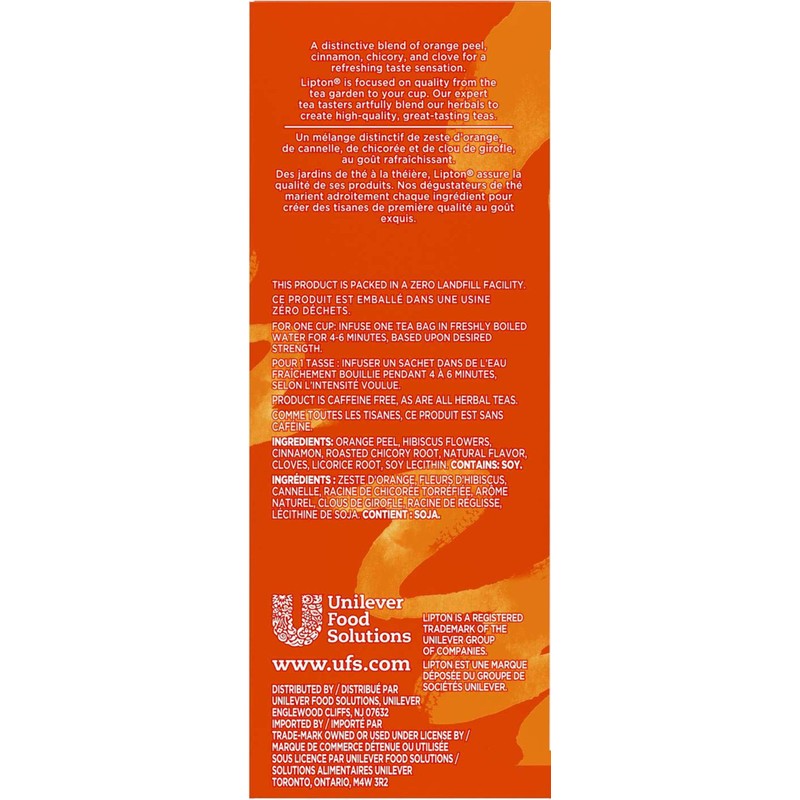Lipton - Caffeine Free Orange Herbal Tea, 28 Tea Bags,