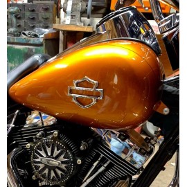 Custom Billet 6061 METAL Harley CVO custom tank emblems Show Chrome Finish (set of 2)