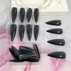 Black Solid Color Press on Nails Stilettos Extra Long Fake