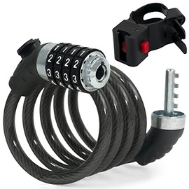 Five Oceans Bike Lock Cable, Combination Anti Theft Bike Locks Heavy Duty, Security Resettable Bicycle Lock with Mounting Bracket, 4 Feet Long for Bike, Motorcycle, Bicycle, Door, Gate, Fence - FO3957