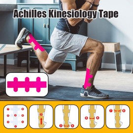 Kinesiology Tape, Breathable Athletic Strips Precut, Set of 8 Breathable Sprained Ankle Relief Muscle Strips for Athletic Sport