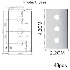 Pack of 48 Ceramic Hob Scraper Blades, Double-Sided Scraper Blades Hob Scraper Ceramic Hob Replacement Blades Scratches with Three Holes for Glass Scraper and Hob Scraper