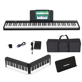 OYAYO Folding Piano Keyboard 88 Key, Portable Piano Keyboard with Standard Semi Weighted Key, Foldable Piano Support Bluetooth/MIDI with Pedal, Speakers, Ideal for Beginner and Adult