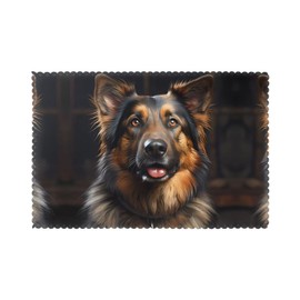 WZYWHJ German Shepherd Printing Placemats for Dining Table Set of 6 Table mat 12x18 in for Party Kitchen Dining Decoration Washable Easy to Clean