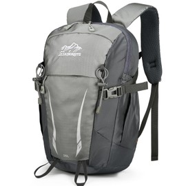 Outplea 15L Small Hiking Backpack for Men Women, Waterproof Sports Backpack Rucking Rucksack, Breathable Walking Backpacks, Lightweight Travel Backpacks for Outdoor, Gray