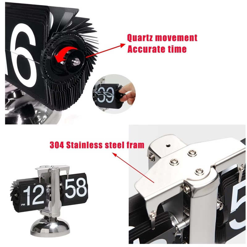 KENJIEY Flip Clock,Retro Flip Down Clock Mechanical Digital Flip Desk
