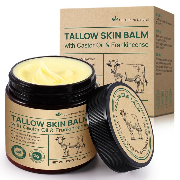 Tallow Cream with Castor Oil and Frankincense,120g,Organic Natural 100% Grass