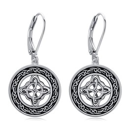 ONEFINITY Celtic Knot Earrings 925 Sterling Silver Celtic Knot Drop Earrings Celtic Jewellery Irish Vintage Earrings Gifts for Women