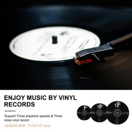 Vinyl Record Players, 3-Speed Bluetooth Portable Suitcase Record Player with Built-in Speakers, Headphone, AUX-in, RCA Line Vinyl Players for Entertainment and Home Decoration, Brown