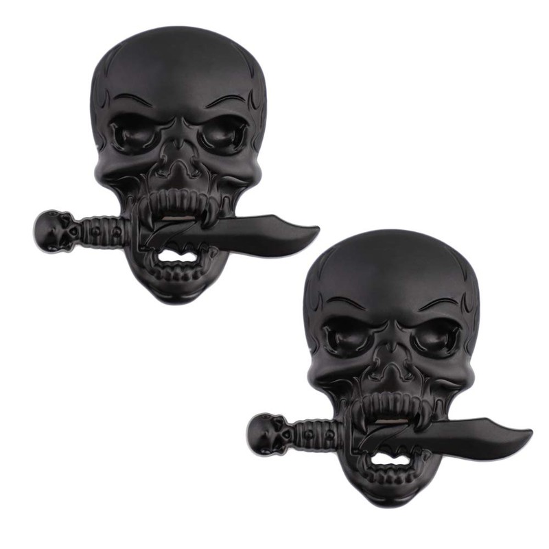 Pack of 2 Skull Emblem Logo Stickers for All Vehicles