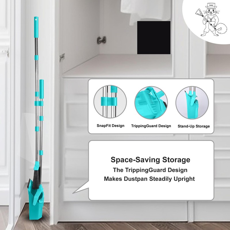 Tiumso Tiumso Upgrade Broom and Dustpan Set with 51' Long