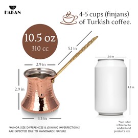 Hakan Turkish Coffee Pot | Stove Top Water Boiler, Coffee Maker, Butter, Chocolate & Milk Warmer | Even and Quick Heat with Handcrafted Copper Material | Coffee Gifts Idea, 10.5 Oz (310 cc)