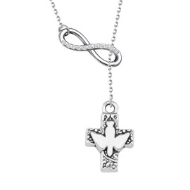 PLITI Holy Spirit Dove Gift Confirmation Sponsor Gift Sponsor Appreciation Gift Cross Dove Necklace For Women (cross dove Y necCA)
