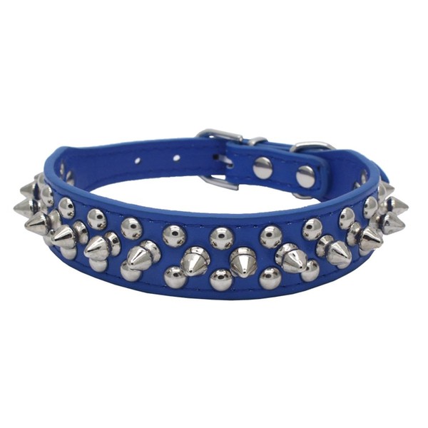 Dogs Kingdom 10"-24" Length Soft Leather Mushrooms Rivet and Spikes