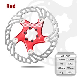 BUCKLOS IIIPRO 140mm 160mm 180mm 203mm Floating Bike Disc Brake Rotor with 6 Bolts, Mountain Bike MTB Stainless Steel Bicycle Disc Brakes Rotors for Road Bike/Ebike/BMX(Red)