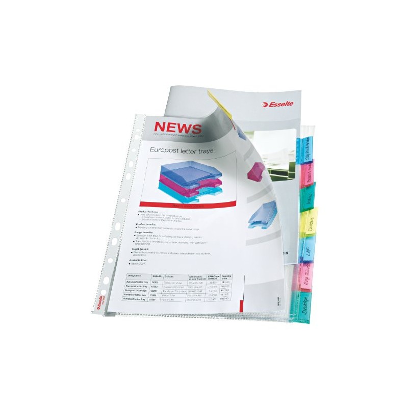 Esselte Index Punched Pocket with 8 Tabs, Holds up to