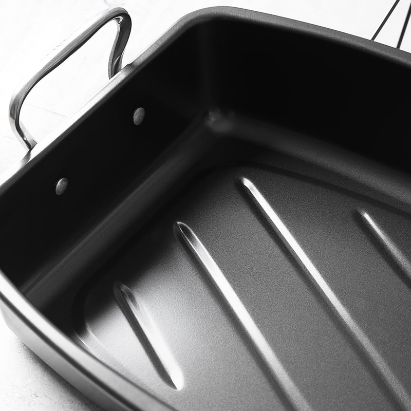 HAPPIELS 17 x 13 inch Roasting Pan with Rack, 20-25