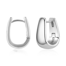 ALEXCRAFT Chunky Earrings Gold Silver Hoop Earrings Square 14K Golden Earrings Women's Gift for Women Girlfriend Mum Girls, Sterling Silver, No Gemstone