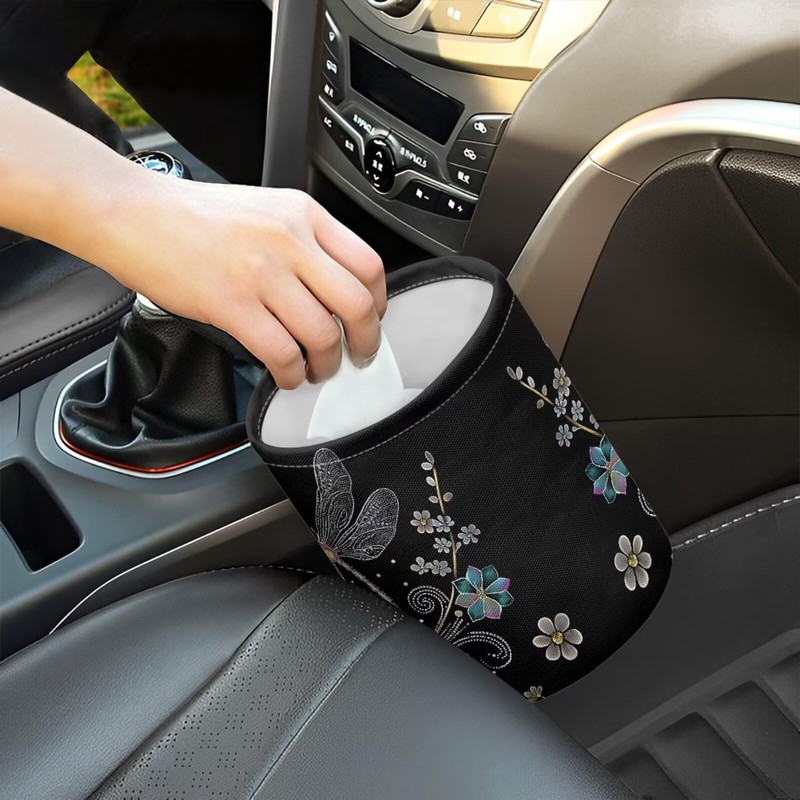 Darisoco Dragonfly Trash Can for Car Car Garbage Can for