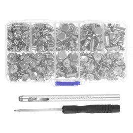 Tiardey 110 Stück Chicago-Schrauben, 4 5 6 8 10 12 mm, Buchbindeschrauben, Nieten, Chicago-Knöpfe für Heimwerker-Lederdekoration, Taschen, Kunsthandwerk, Halsbänder, Gürtel, Bücher (Silber)