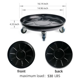 Choclaif Plant Caddy with Wheels,3 Pack Black Heavy Duty Plant Stand with Universal Wheels,Round Pot Trolley for Indoor Outdoor (16.14)