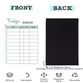GRAUES Magnetic Whiteboard for Fridge 3-Pack - 8.27"x5.8" Reusable Dry Erase Freezer Inventory to-Do List & Shopping List for Refrigerator - 2 Extra Fine Point Markers Included