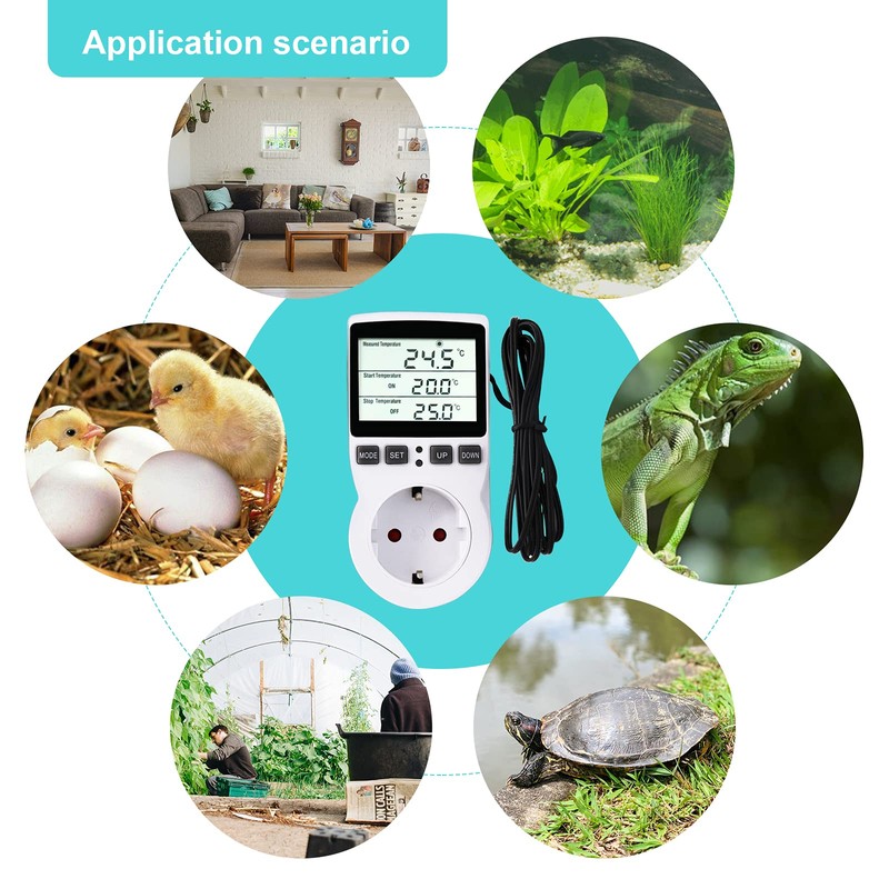 RUIZHI Digital Temperature Controller Sockets Heating Cooling Thermostat 250 V