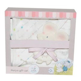 Tikiri Meiya 8577739 Gift Set with Natural Rubber Teething Ring and Cuddly Blanket for Babies and Children from 0+ Months, Baby Rattle, Bath Toy