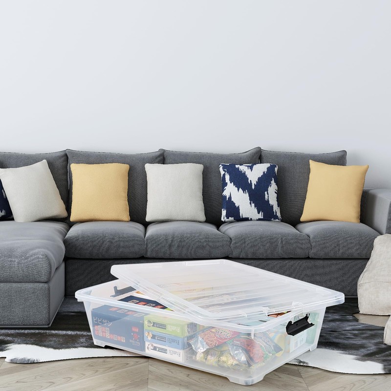 Dehouse 50 L Large Plastic Under Bed Storage Containers, Clear