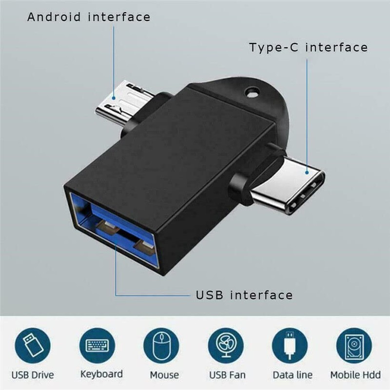 Xingdianfu 2 in 1 Micro USB/USB-C to USB 3.0 Adapter