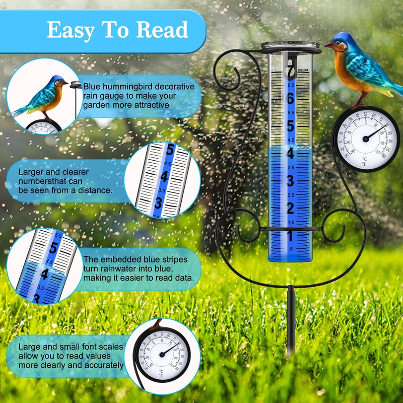 Rose Manor Outdoor Rain Gauge, Large Color Digital Rain Gauge