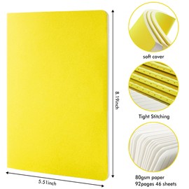 feela 8 Pack Soft Cover Journal Bulk, Notebooks College Ruled for Work, Lined Travel Journal for Women Men, Note Taking Notebook School Supplies Business Writing, 8.2” x 5.5”, A5, Lemon Yellow