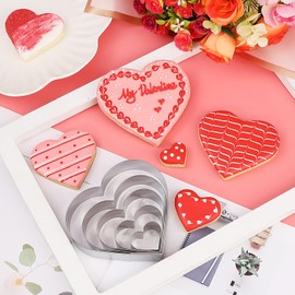 Heart Cookie Cutter Set - 5 Piece - 4.57" 3.86" 2.95" 1.97” 1.38" - Love Shaped Cookies Fondant Biscuit Molds for Valentines Day Holiday Birthday Party - Stainless Steel