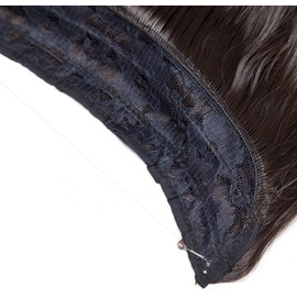 16inch Long Curly Hairpiece Wire in Hair Extensions No Clip Synthetic Hair Wire String （Deep Brown）