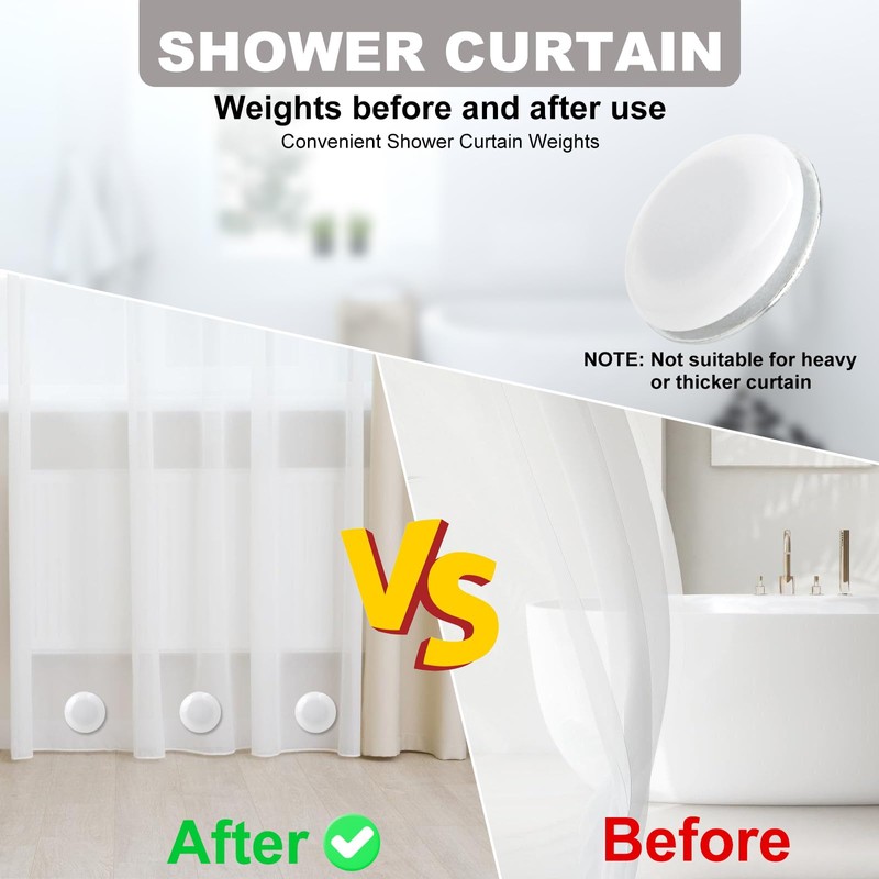12 PCS Shower Curtain Weights, Magnetic Shower Curtain Weights, Shower