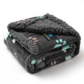 luciphia Waterproof Dog Blanket, Fluffy, Fleece Pet Blanket, Washable, Outdoor Blanket for Dogs and Cats, Protective Blanket for Sofa, Bed, Car Seat, Furniture, Dark Grey Paw M (100 x 145 cm)