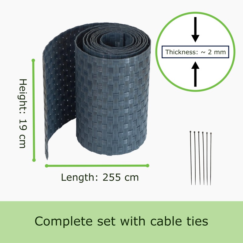 workingHOUSE Polyrattan Privacy Screen Strips for Double Bar Mesh -