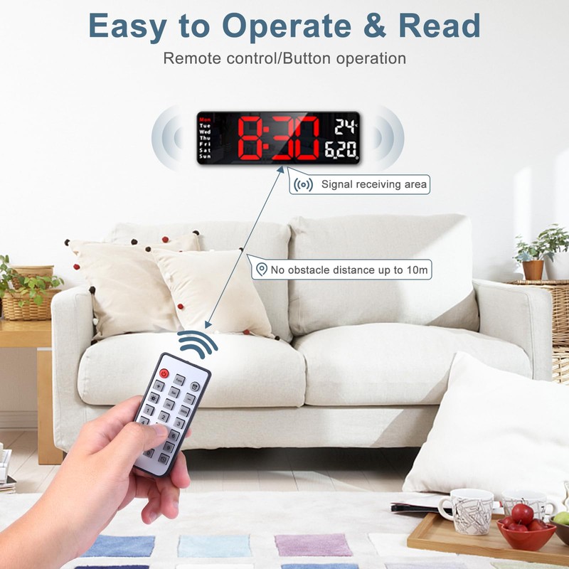 Ankilo Newest 13'' Digital Wall Clock with Remote Control, Large
