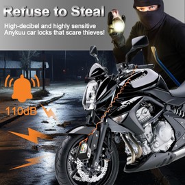 Anykuu Brake Disc Lock Motorcycle Lock Alarm 110 dB Loud Disc Lock Brake Lock with 1.5 m Memory Cable and Lock Pocket Alarm Lock for 7 mm Thick Brake Disc Motorcycle Bicycle
