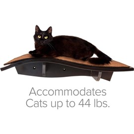 Arf Pets Cat Shelf, Wall-Mounted Desined Wooden Cat Perch - Holds Cats Up to 44 Lb