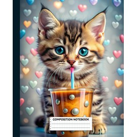  Cat Composition Notebook: Cute Journal with 100 Pages Wide Ruled Lined | Perfect for School, College, Students and Kawaii Cat Lovers