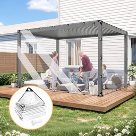 Clear Waterproof Tarp with Grommets, Multipurpose Transparent PVC Tarpaulin, Clear tarps Heavy Duty Waterproof, Tear-Resistant Rainproof Clear tarps for Garden Patio (Transparent, 6x8FT(2x2.5m))