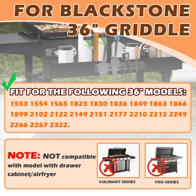 MOASKER Front Griddle Caddy for Blackstone 36" Griddle, Accessories Storage