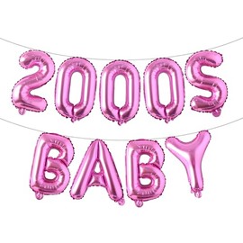 2000s Baby Party Decor Y2K Early 2000s Party Backdrop Banner Y2k Pink Party Backdrop Foil Balloons Y2k Balloons Birthday Party Decor Supplies (2000S BABY Rose Red)