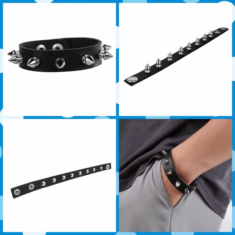 Tosmifairy 3 Pieces Punk Rock Leather Bracelets for Women Pop