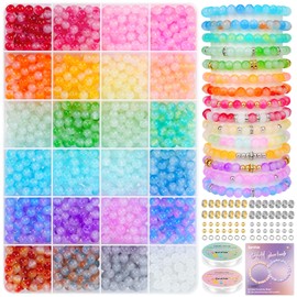 Sunlode Glass Beads for Bracelets 1400pcs Bracelet Making Kit 6mm Glass Bead for Jewelry Making Bracelet Beads 24 Colors Crystal Beads Adult Jewelry Making Supplies Round Glass Beads (24 Gradients)