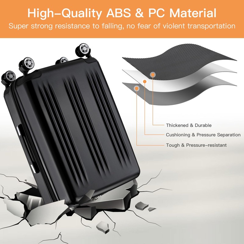 Kono 28" Expandable Luggage with Quiet Spinner Wheels & TSA